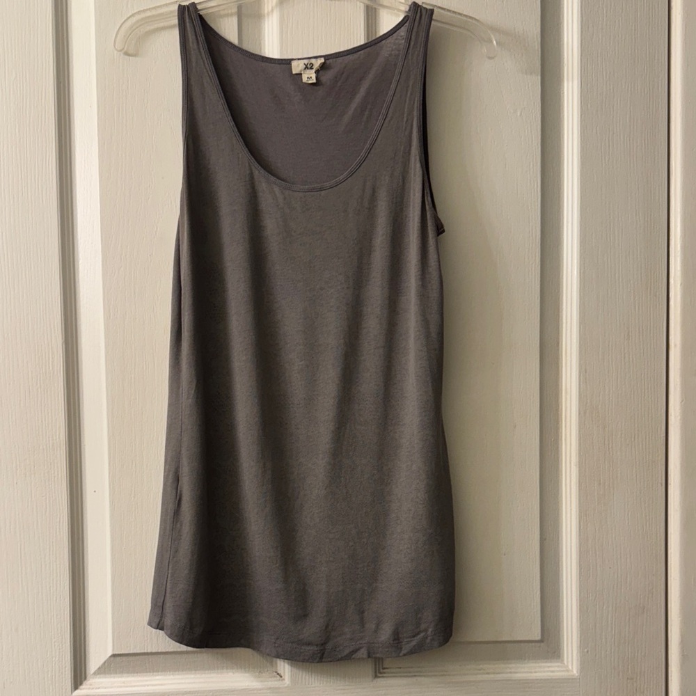 Express X2 Charcoal faint graphic print scoop neck Tank Top size medium